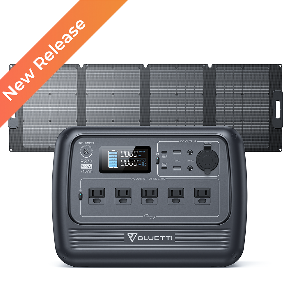 BLUETTI PS72 716Wh 700W Portable Power Station w/ 220W Solar Panel Backup Kit
