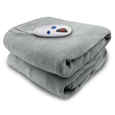 Heated Electric Throw Blanket Gray Ultra Soft Micro Plush Remote Control 50x62in