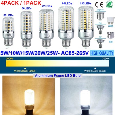 4Pack LED Bulb 25W 20W 15W 10W 5W Corn Light 85-265V E27 E14 E12 B22 GU10 Lamp