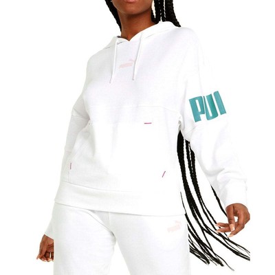 

Puma Power Colorblock Pullover Hoodie Женская белая повседневная спортивная верхняя одежда 849, Белый, Puma Power Colorblock Pullover Hoodie