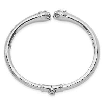 Pre-owned Diamond2deal 18k White Gold Polished Panther Hinged Cuff Bracelet For Women 10.32g