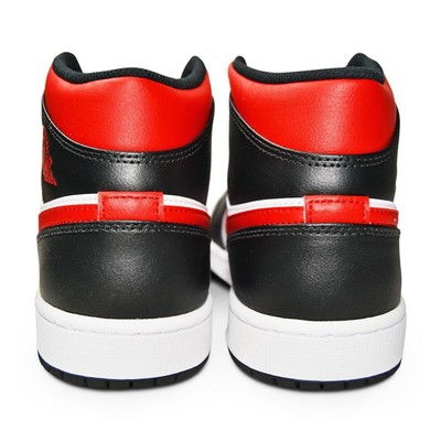 NIKE MENS NIKE AIR JORDAN 1 MID - 554724 079 - BLACK FIRE RED WHITE