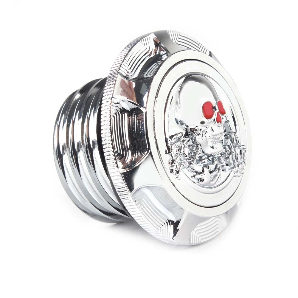 Chrome Skull Fuel Oil Tank Gas Cap Cover For Harley Sportster Softail Road King