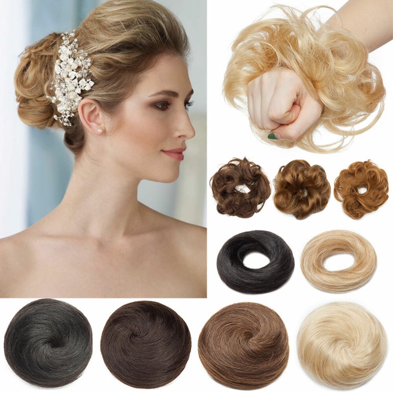 UK Curly Messy Bun Scrunchie 100 Remy Human Hair Clip In Bun Ponytail Extension eBay