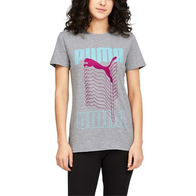 

Puma Cat Ladder Crew Neck Футболка с короткими рукавами Женские размеры  Повседневные топы 671869, Grey