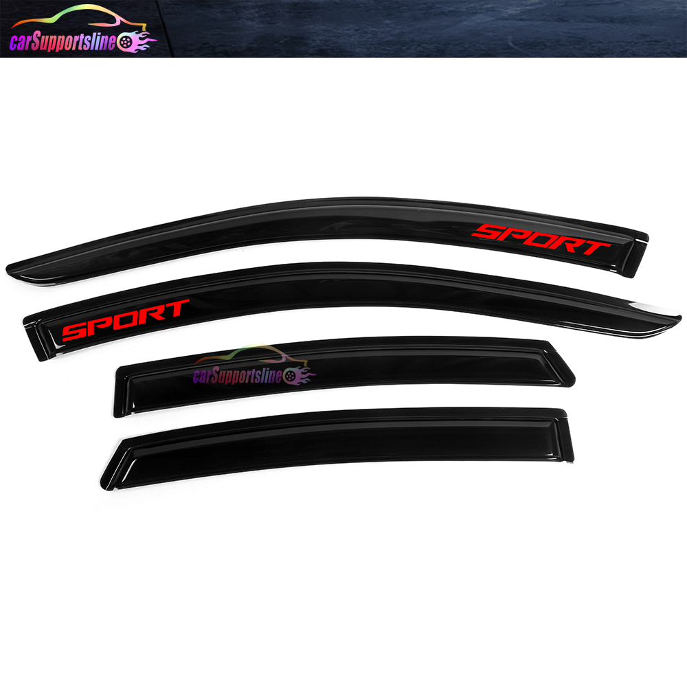 Fits 13-18 Nissan Altima Sedan Window Visor Smoke Vent Shade Guard w/ Red Sport