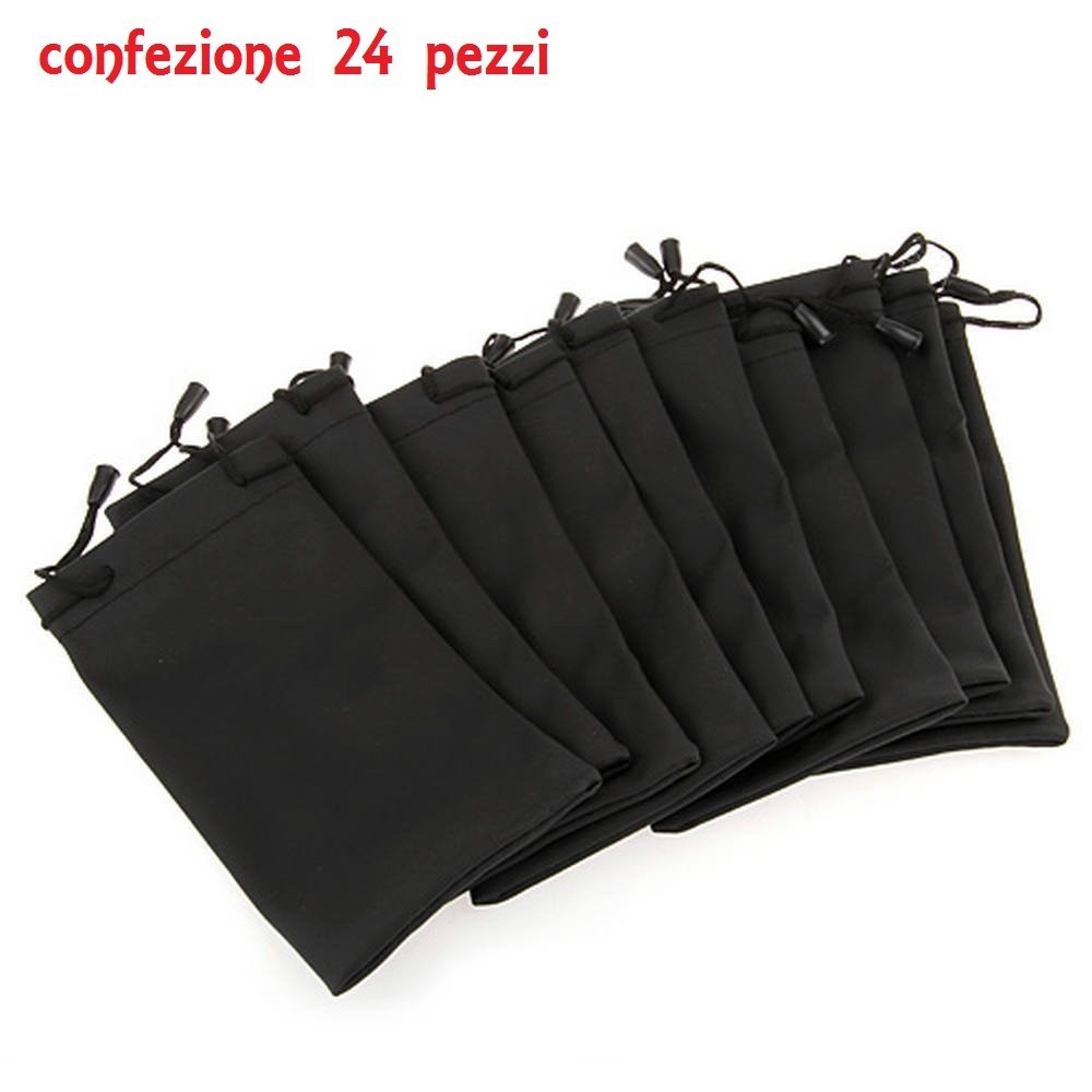 Set 24 Pezzi Custodia Bustina Sacchetto Porta Occhiali Da Sole Neri moc