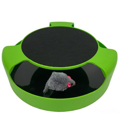 Interactive Cat Toy with Fun Catching Rotating Spinning Mouse and Scratch Board