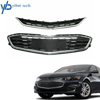 Honeycomb Mesh Grill For 2016-2018 Chevy Malibu Front Bumper Upper+Lower Grille