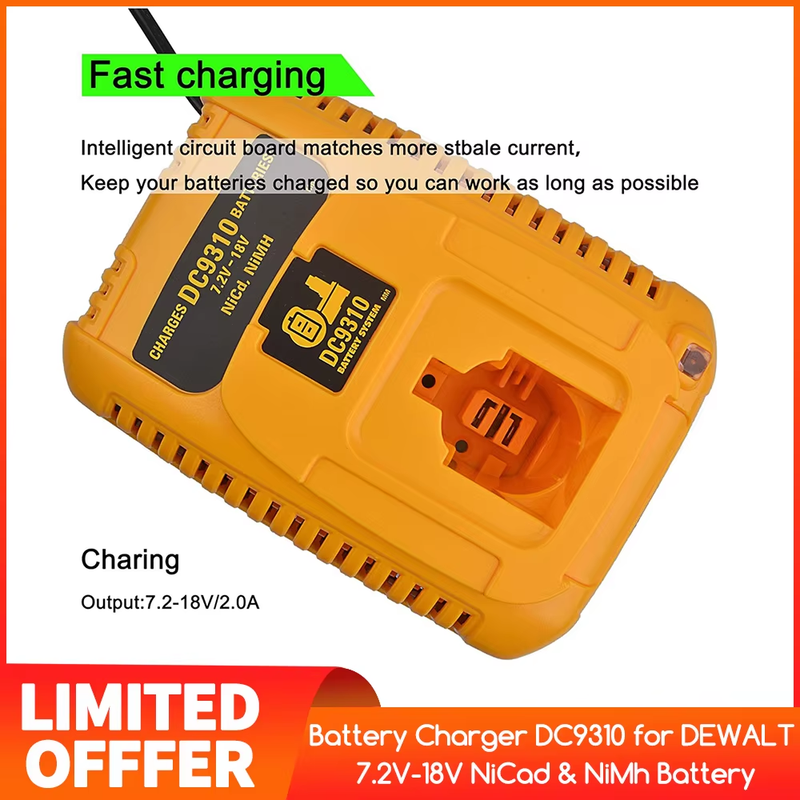 Battery Charger DC9310 for DEWALT 7.2V-18V NiCad & NiMh Battery DW9057 DC9071 DC