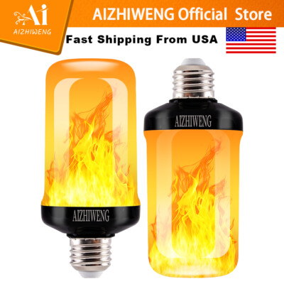 Led Flame Light Bulb, 2 Pack E26 Flickering Light Bulbs with 4 Modes, Faux Flame