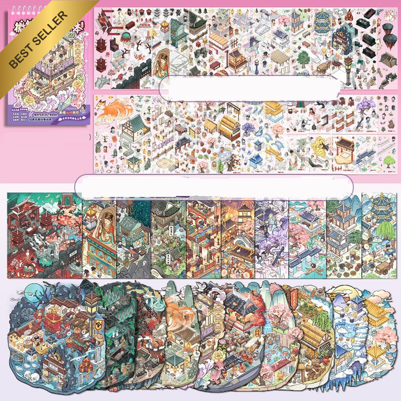 45Pcs 3D House Sticker Set Fun DIY Scene Sticker Collection Telado Scrapbooking