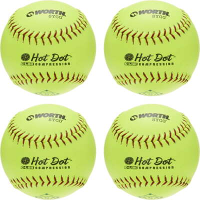 Slowpitch Softballs, 12 inch, 4-Pack