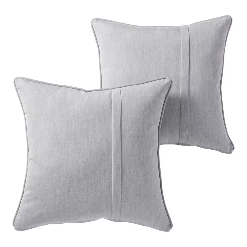 Sunbrella Canvas Granite Square Outdoor Throw Pillow with Pleat (2-Pack)