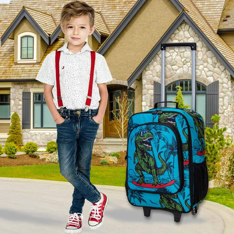 Kids Luggage with Wheels for Boys, Dinosaur Rolling Carry on Suitcase for Toddle