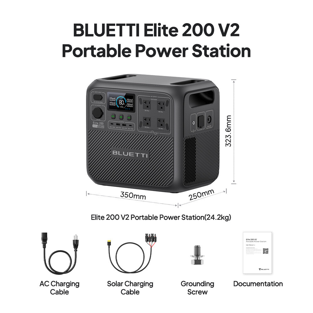 BLUETTI Elite 200V2 2600W 2073Wh Portable Power Station for RV/ Home Backup