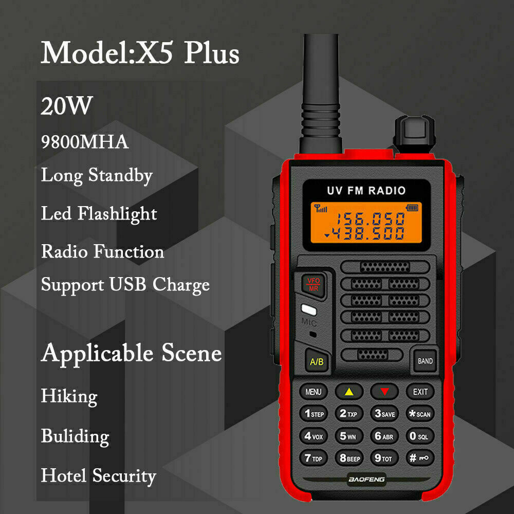 BAOFENG X5 PLUS 20W DUALBAND VHF/UHF WALKIE TALKIE LONG RANGE TWO WAY