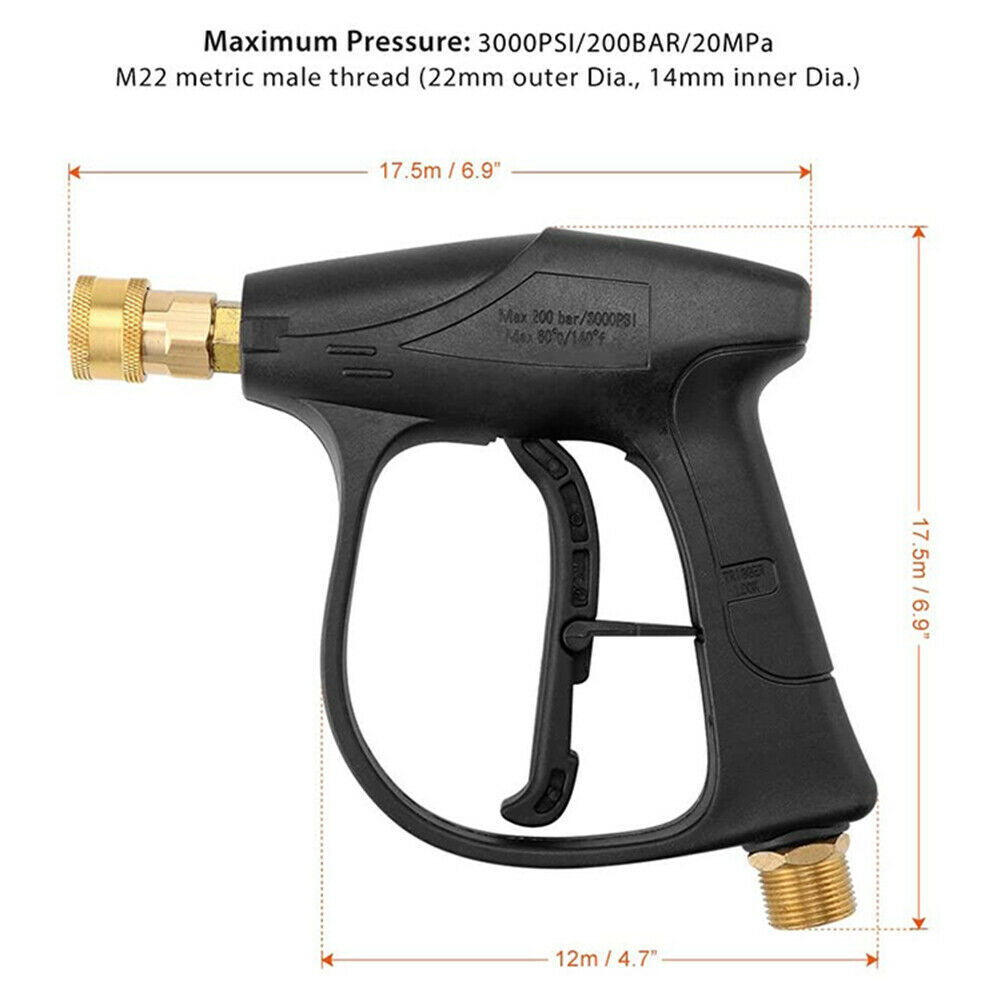 3000PSI High Pressure Power Washer Gun 1/4" Soap Snow Foam Cannon Nozzle Kit USA