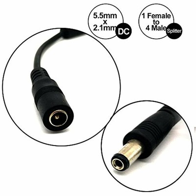 DC Power Cable Splitter 1 Female To 2 Male 5.5mm X 2.1mm Cable, Supply Branch Y