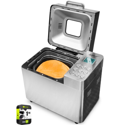 Deco Chef 2 LB Stainless Steel Bread Maker with Smart Cooking Programs+Warranty