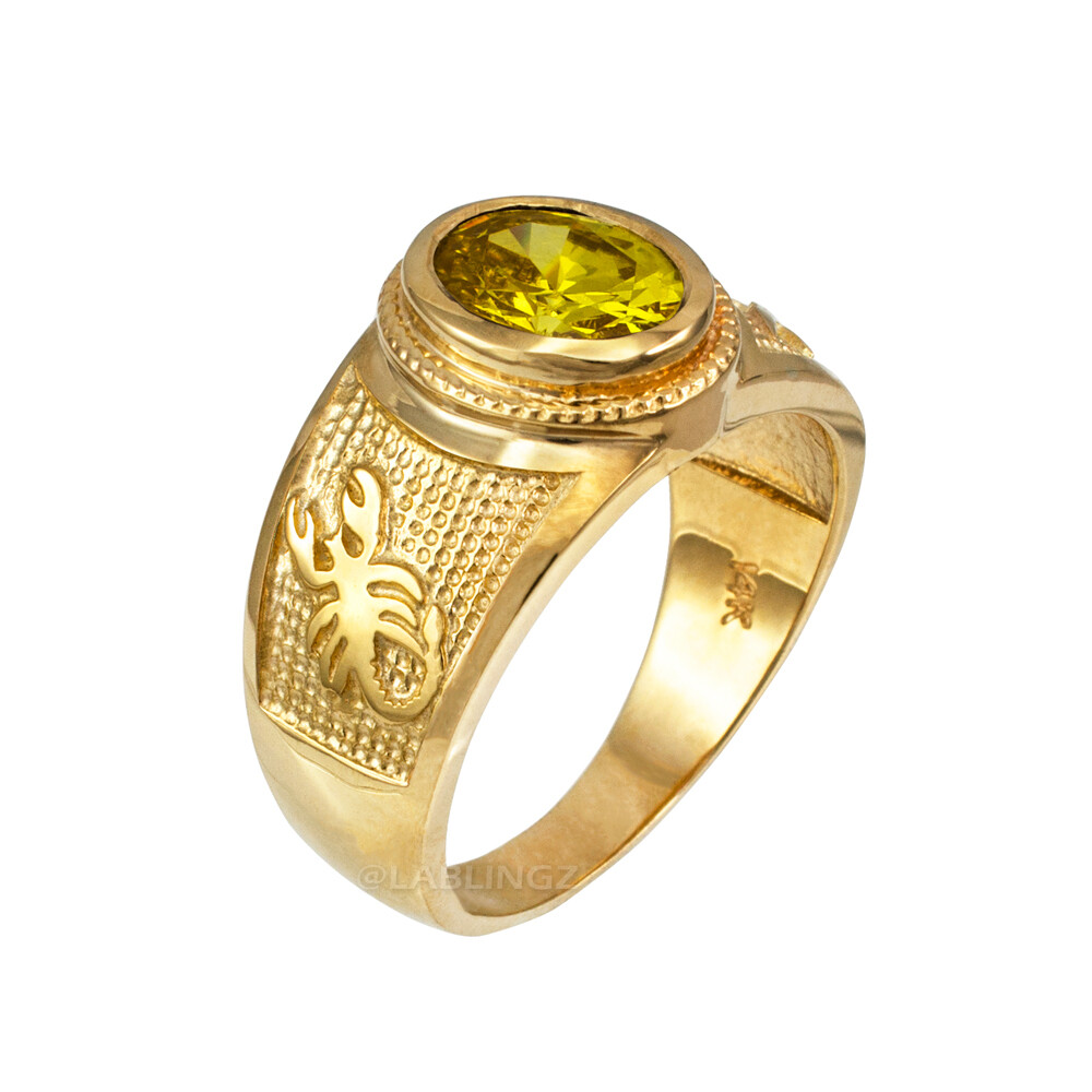 Pre-owned La Blingz 10k Gold Scorpio Zodiac Sign November Birthstone Yellow Cz Ring In Yellow Gold