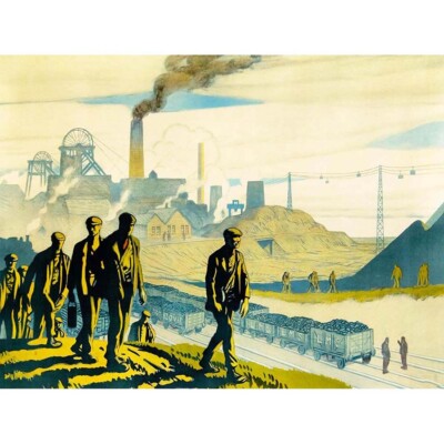 Painting Railway Lms Industrial Landscape Mine Pit Castle Uk 12X16 Framed Print