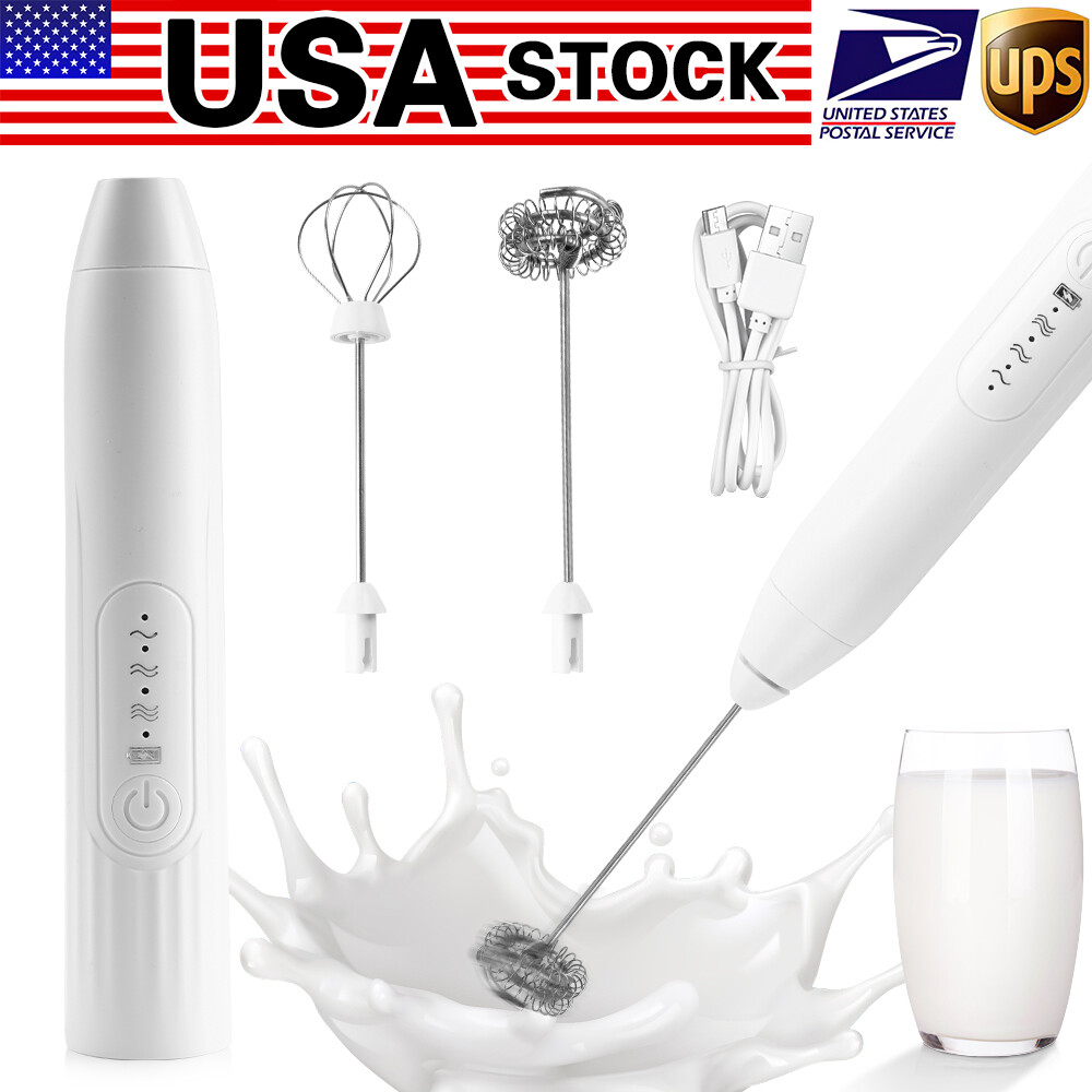 Electric Milk Frother Handheld Drink Foamer Coffee Mixer Egg Beater Double Whisk