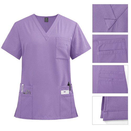 New Nurse Uniform Women Men Scrub Set V-Neck Top Straight Cargo Pants Summer