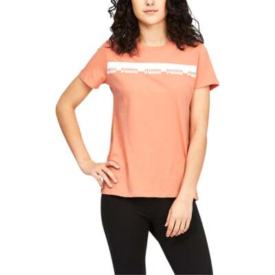 

Puma Script Graphic Crew Neck Short Sleeve TShirt Womens Orange Casual Tops 5885, Оранжевый