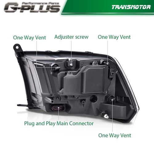 Fit For 2013-2018 Dodge Ram 1500 2500 3500 Chrome Projector Headlights w/LED DRL