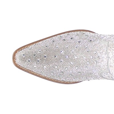 Pre-owned Dingo Silver Dollar Rhinestone Round Toe Cowboy Womens Silver Casual Boots Di57
