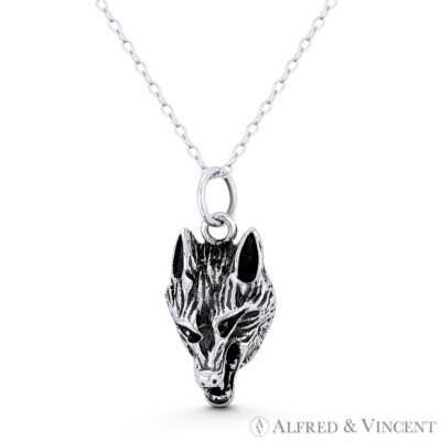 Great Wolf Head Fenrir Viking Norse Mythology Charm .925 Sterling Silver Pendant