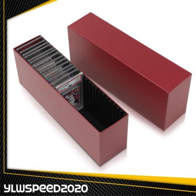 Wine Red Storage Case w/ Slots Option For Graded Card Slab Box Holder