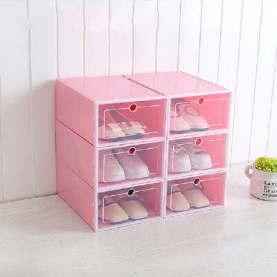 12/24pcs Foldable Plastic Transparent Shoe Box Storage Clear Organizer Stackable