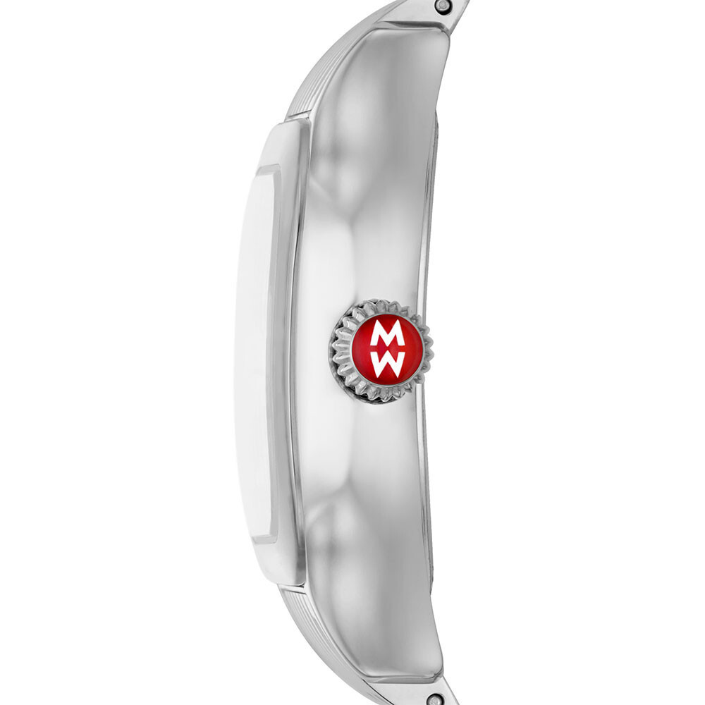 Pre-owned Michele Meggie Silver High Shine Mirror Diamond Dial Mww33b000012 29mm Watch