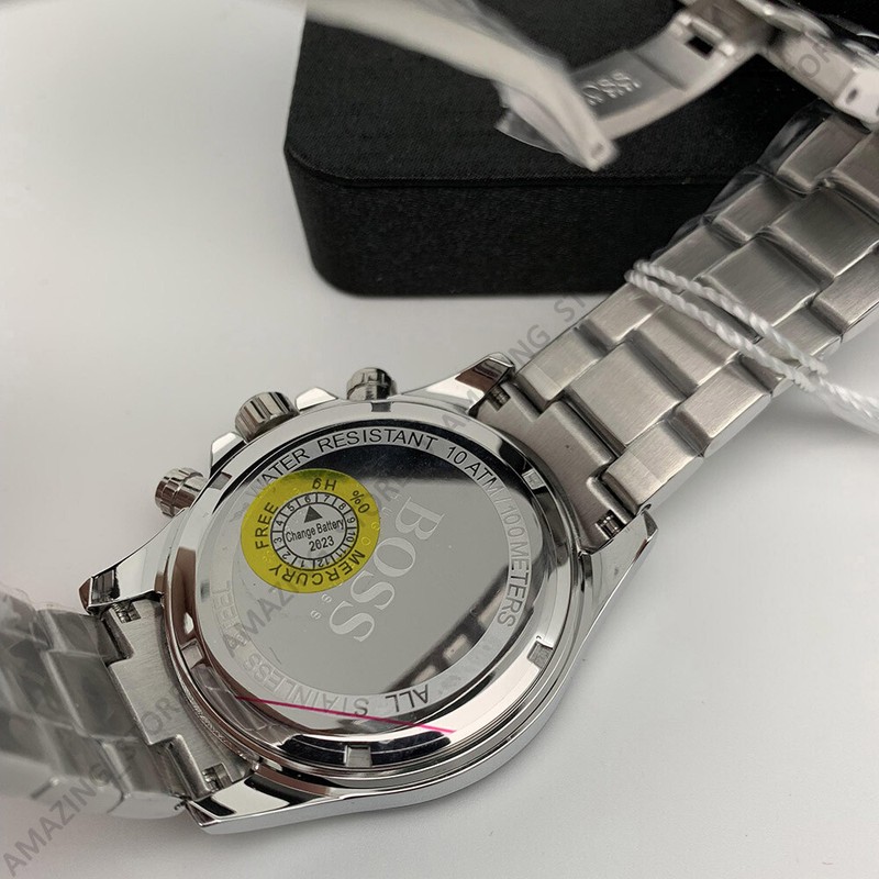 HUGO BOSS NEU HUGO BOSS 1512964 HERRENUHR IKON CHRONOGRAPH SILBER EDELSTAHL ANALOG 45MM