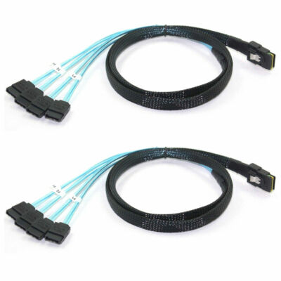2x Mini SAS to 4-SATA SFF-8087 Multi-Lane Forward Breakout Internal Cable 50CM