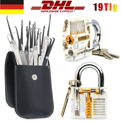 Profi 19-teiliges Dietrich Lockpicking Set mit transparenten Nachschließen