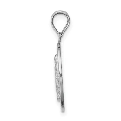 Pre-owned Diamond2deal 14k White Gold Miraculous Medal Pendant 1.31g L-21.5mm W- 11.3mm