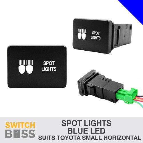 SPOT LIGHTS BLUE LED Push Switch Suit Toyota SMALL HORIZONTAL LC Prado Hilux