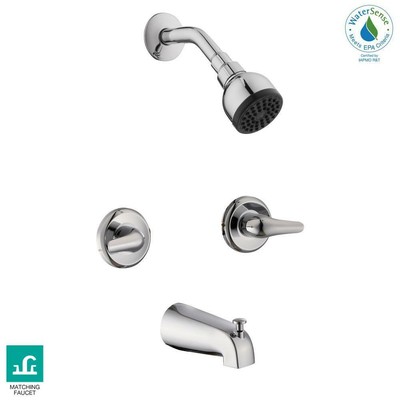Glacier Bay Bath Tub Shower Faucet Wall Valve Included 2 Handle 1 Spray Chrome