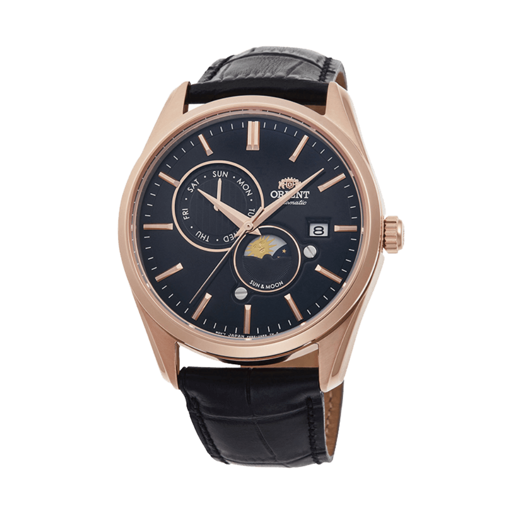 Pre-owned Orient Sun & Moon Ak0304b Black Dial Sapphire Crystal Day Date Made In Japan