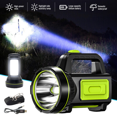 900000000LM Bright Solar/USB Rechargeable Spotlight Flashlight LED Searchlight