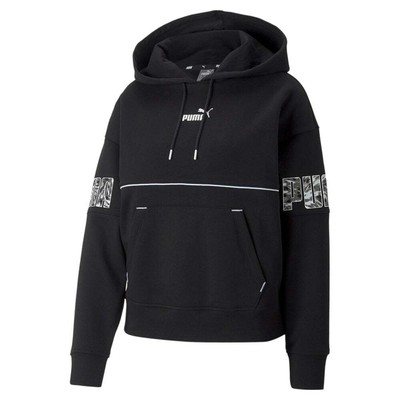 Puma Power Safari Logo Pullover Hoodie Женская черная повседневная верхняя одежда 67175201