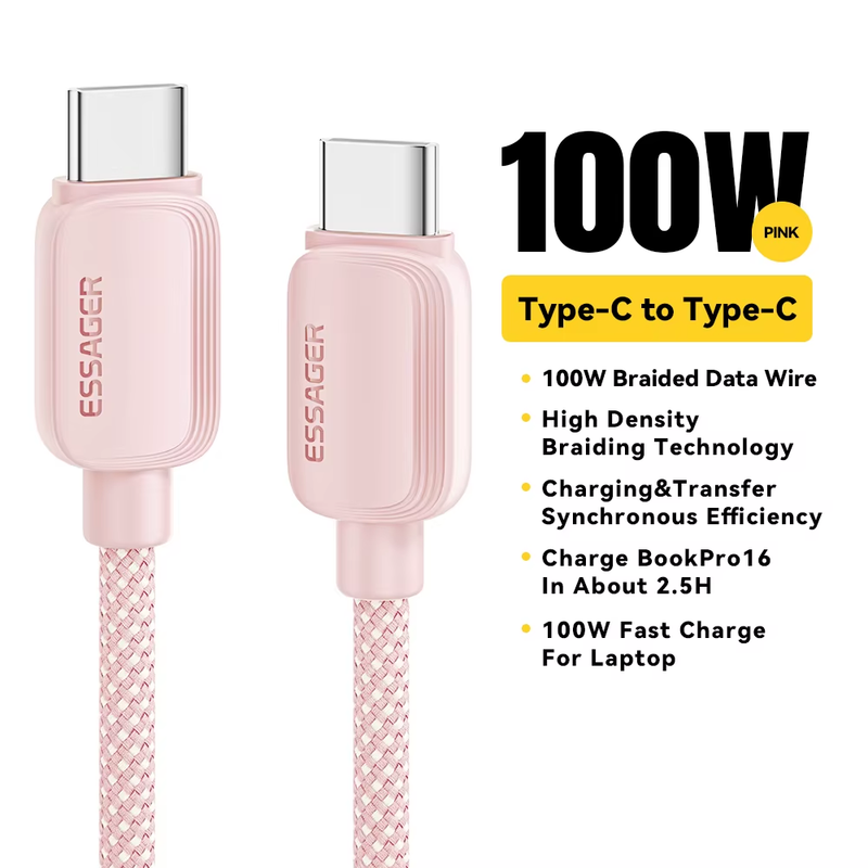 100W USB Type C To USB C Cable 5A PD Fast Charging Cable Type C Wire For Xiaomi