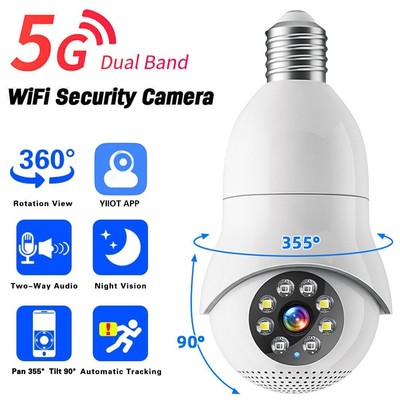 Smart Home Wireless Security 360° 1080P IP E27 Light Bulb Camera Wi-Fi IR Night