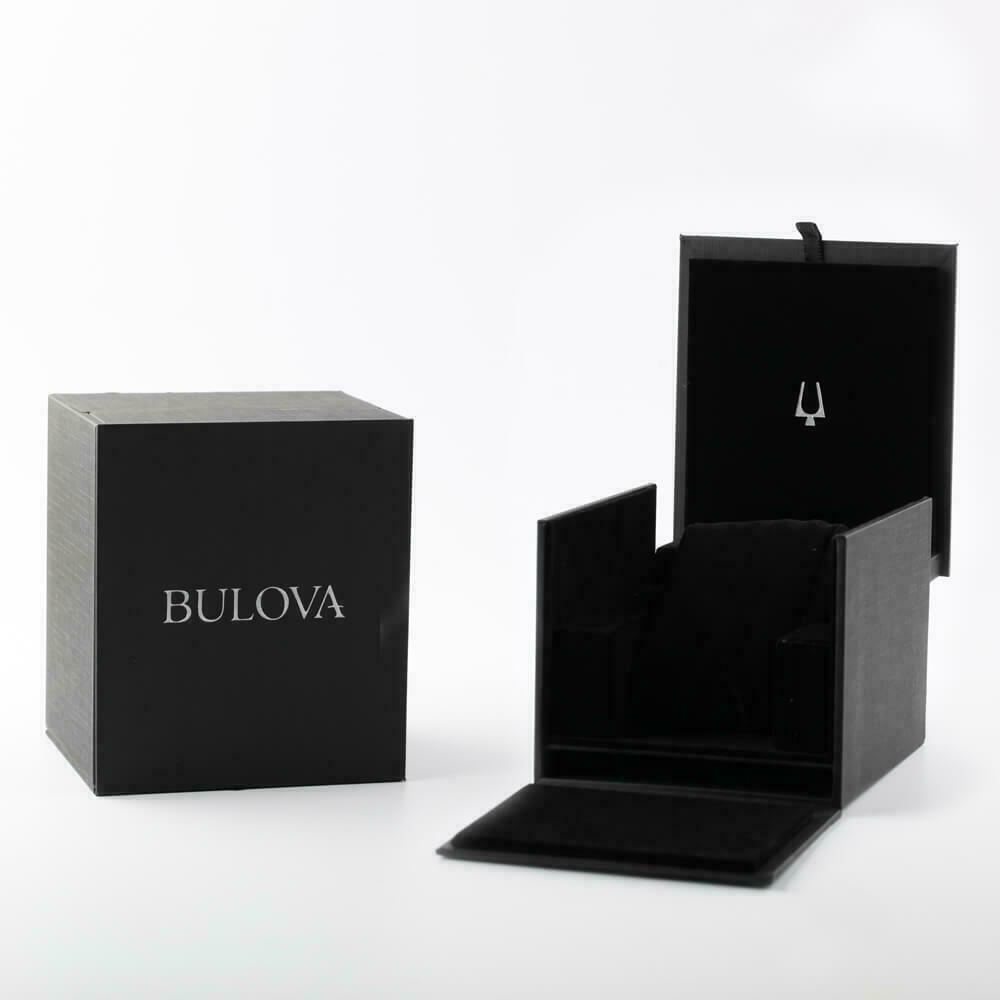 Pre-owned Bulova Rubaiyat Diamond 35mm Stainless Steel Case Blue Leather Strap - 96p196