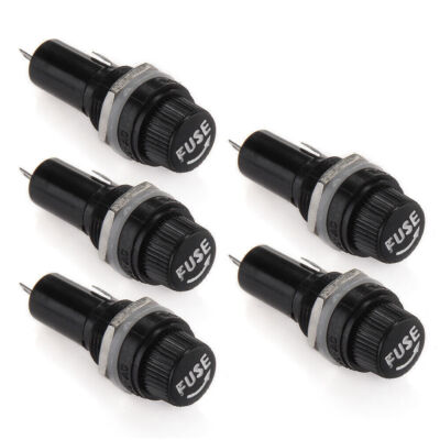 5x Panel Mounted Screw Glass Fuse Holder Black 5x20mm Car/Truck/Boat 12V 24V DC