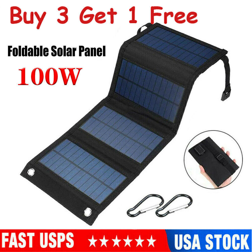 100W Solar Panel Kit Folding Power Bank Outdoor Hiking Campi