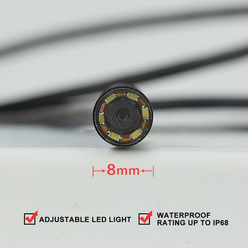 HARTES KABEL 5M USB Endoskop Kamera 7mm HD 6 LED Inspektion für Handy Android PC